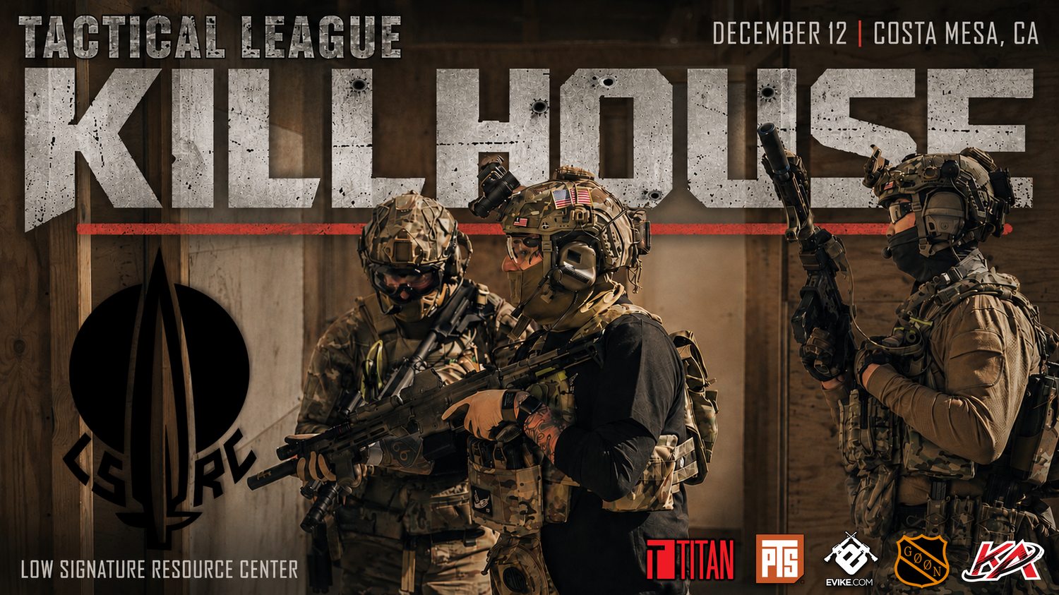 Tactical League KILLHOUSE event flyer