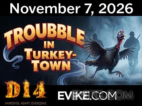 Trouble in Turkey Town event flyer
